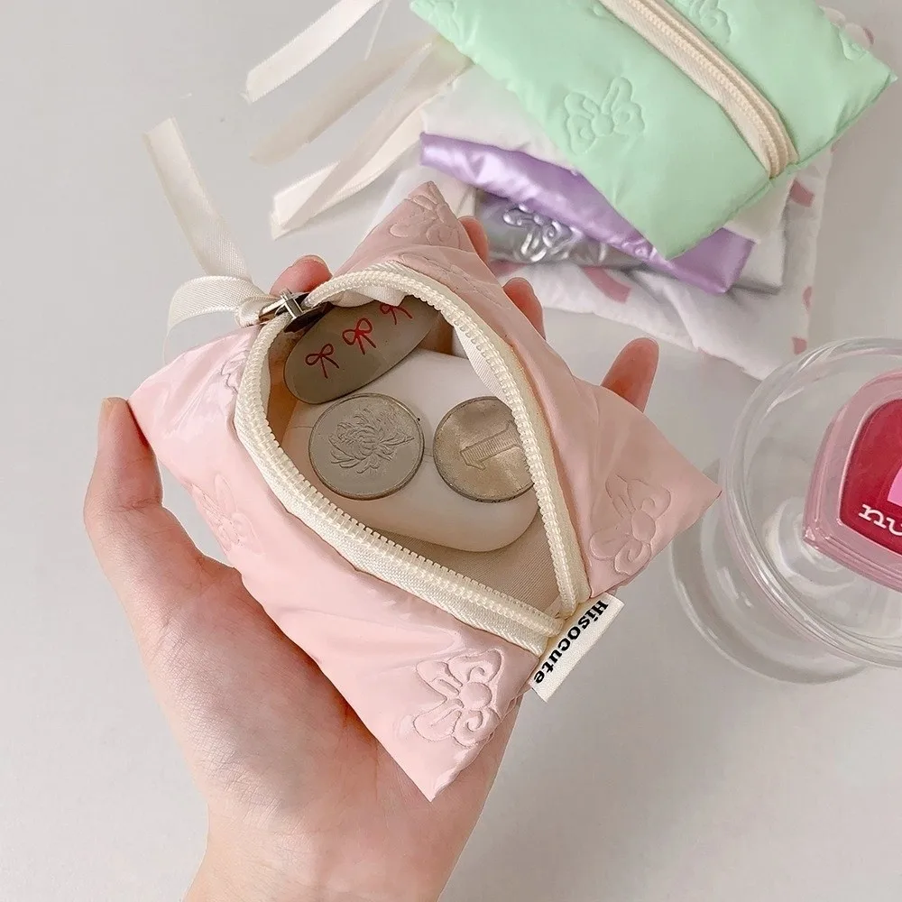 أزياء ربطة القوس فيونكة عملة المحفظة سعة كبيرة كابل بيانات محمول حقيبة التخزين حقيبة سماعة رأس صغيرة الطلاب