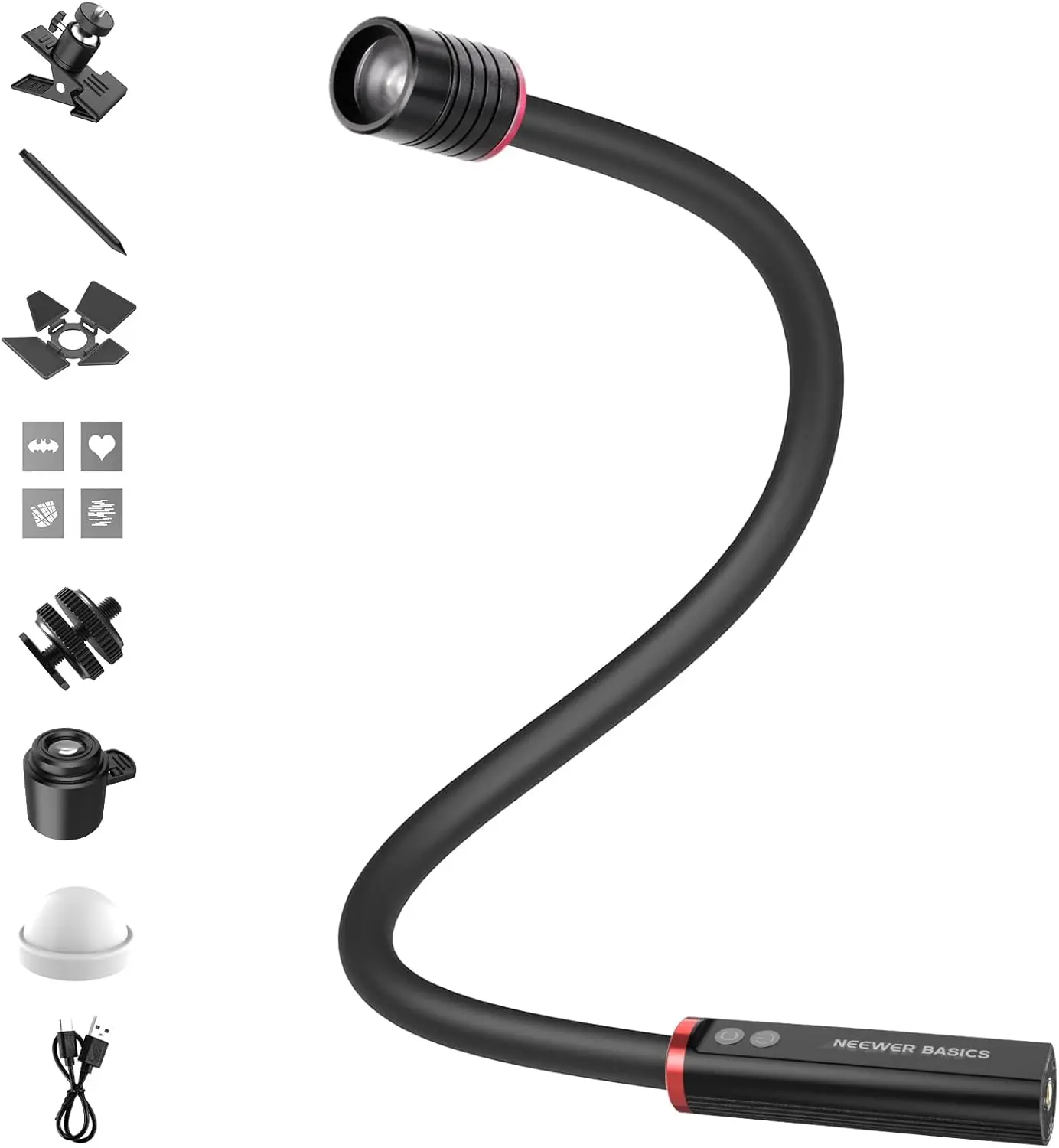 NEEWER Basics ML01 USB C LED Light for Macro Photography 4W IP54 Bendable Adjustable Beam Angle 1830lux CRI95 Spotlight