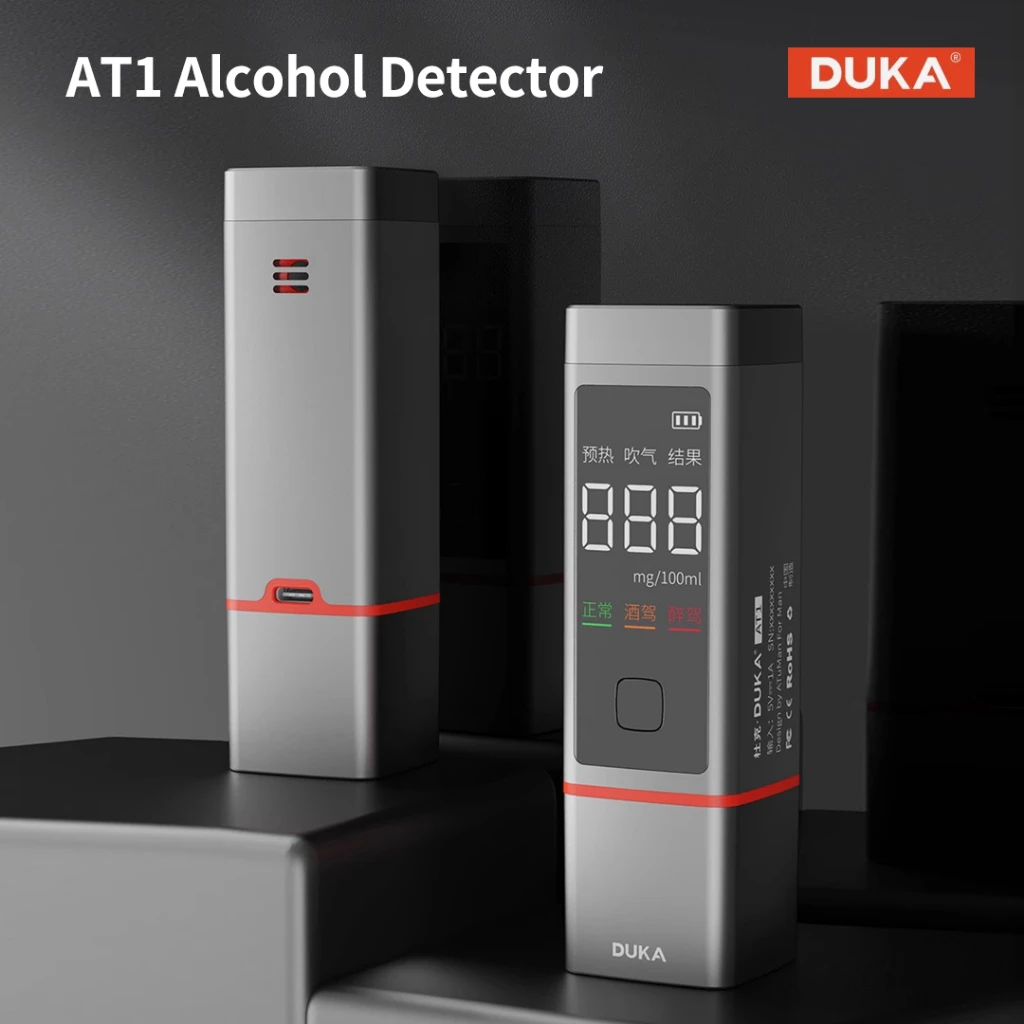 DUKA AT1 Alcohol Tester Recarregável Sopro Sem Contato Pode Ser Detectado Continuamente Rápido e Preciso com Display LCD