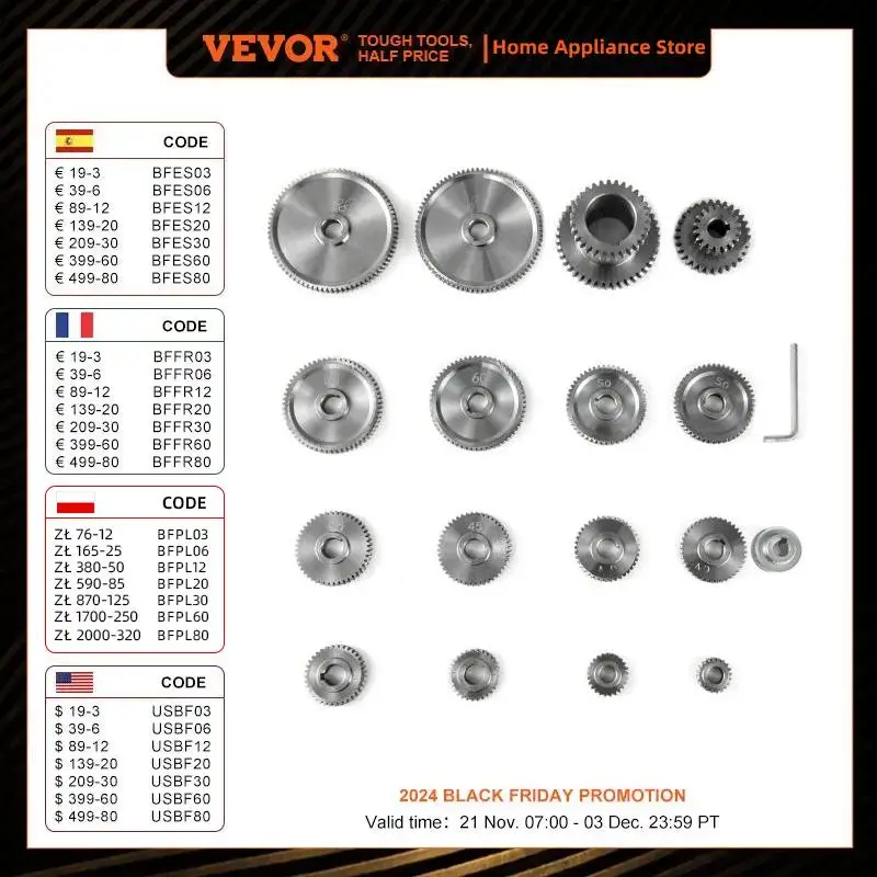 Vevor Freesmachine Tandwiel 17/18 Stuks Tandwielkits Mini Draaibank Tandwielen Cj0618 Tandwielen Micro Draaibank Tandwielen Set Precisie Gepolijst Staal Metaal