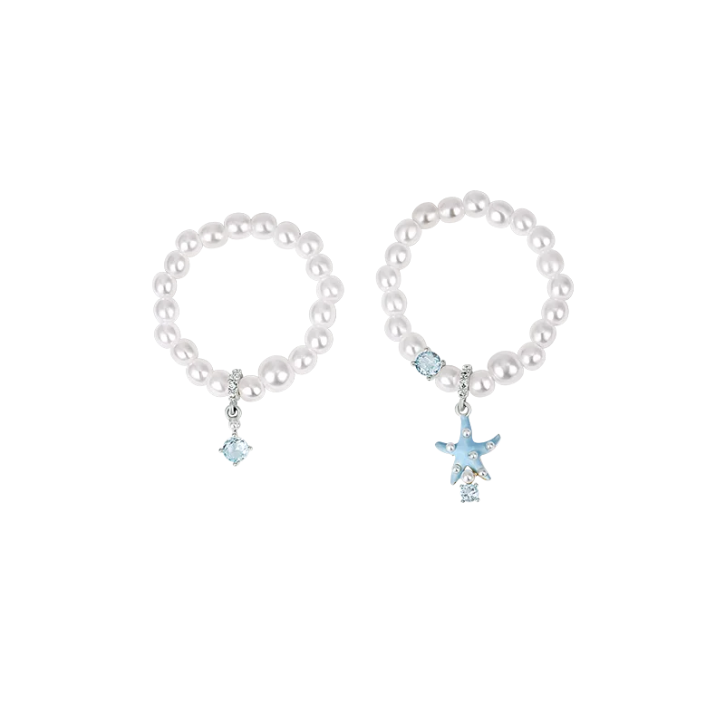 

Seaside Listening to the Wind Series Pearl Little Starfish Ring Set New for 2024