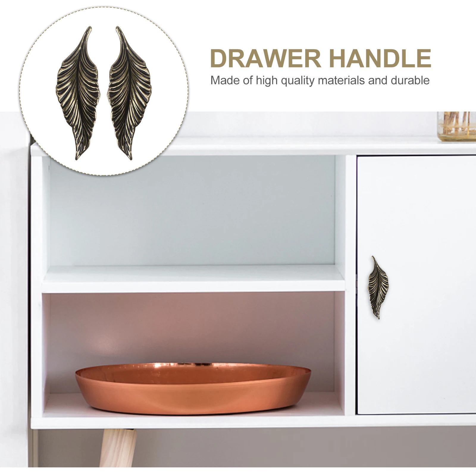 

2pcs Leaf Style Cabinet Handles Zinc Alloy Furniture Pulls Decorative Drawer Knobs Home Decoration Accessory Hardware
