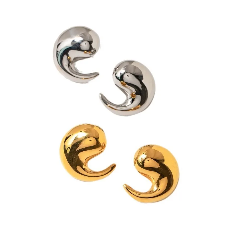 Bilandi Modern Jewelry Smooth Geometric Metal Stud Earrings For Girl Women Party Gifts Cool Trend Ear Accessories Hot Sale