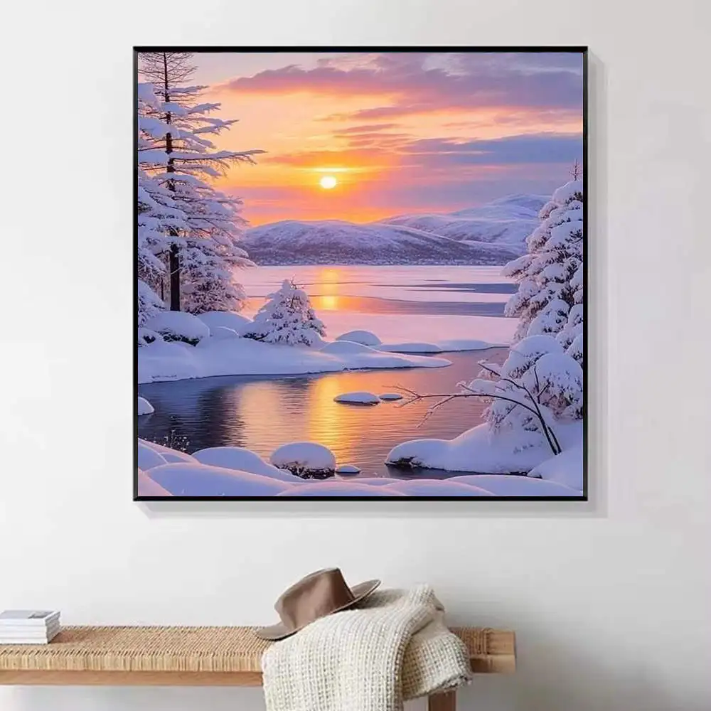 HUACAN 1 pièces diamant peinture coucher de soleil sérénité scène d'hiver diamant peinture Kit 5D bricolage broderie pleine perceuse mosaïque Art décor