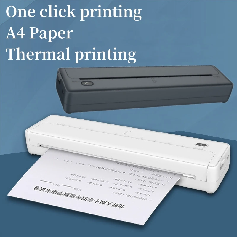 Wireless Thermal Printer for A4 Paper Pocket Photo Document Printer No Ink Printing Bluetooth Connection One Click Printing X8