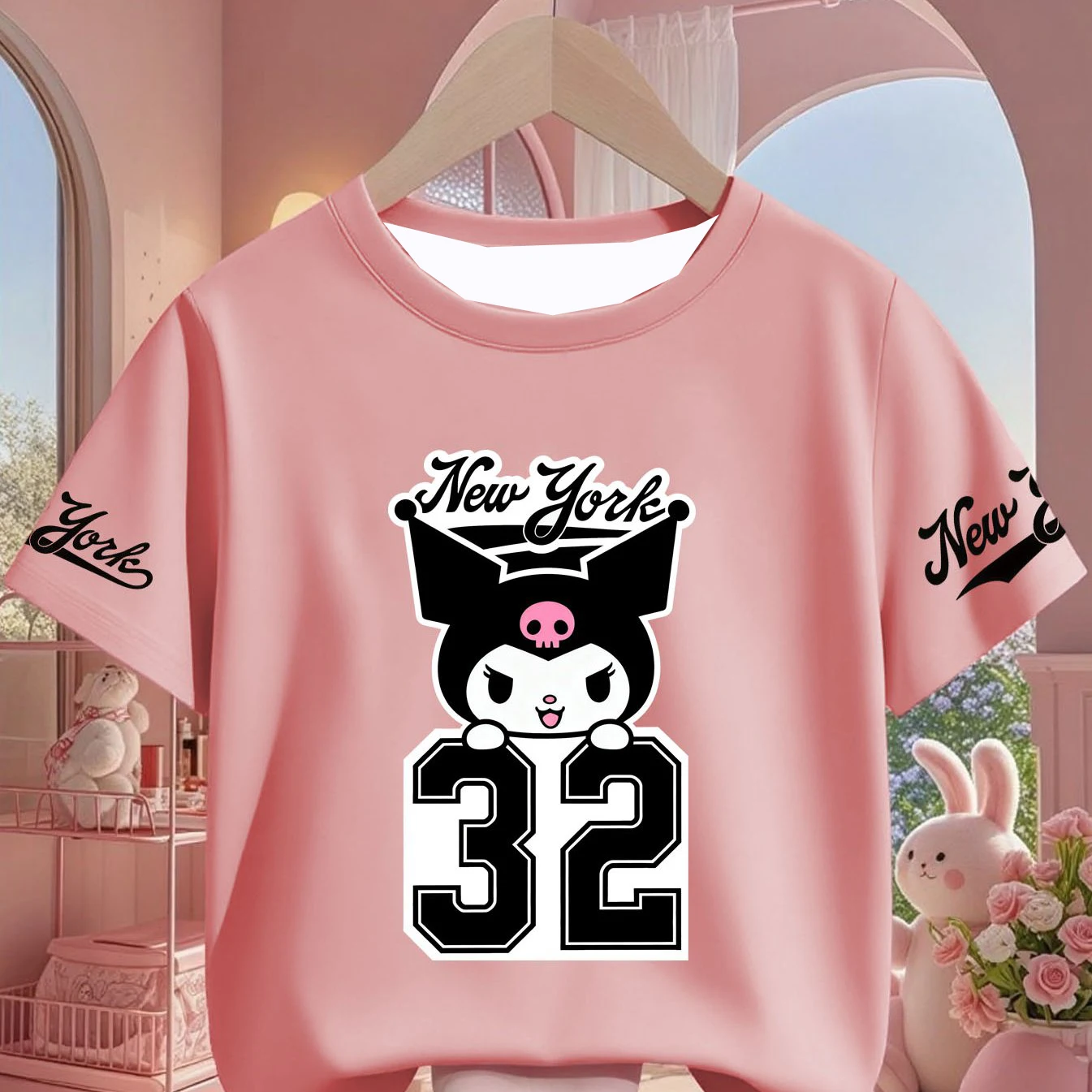 2026 موضة كورومي الوردي نيويورك عدد 32 نمط تي شيرت الاطفال/الكبار الفانيلة ملابس رياضية غير رسمية التجفيف السريع وملابس غير رسمية