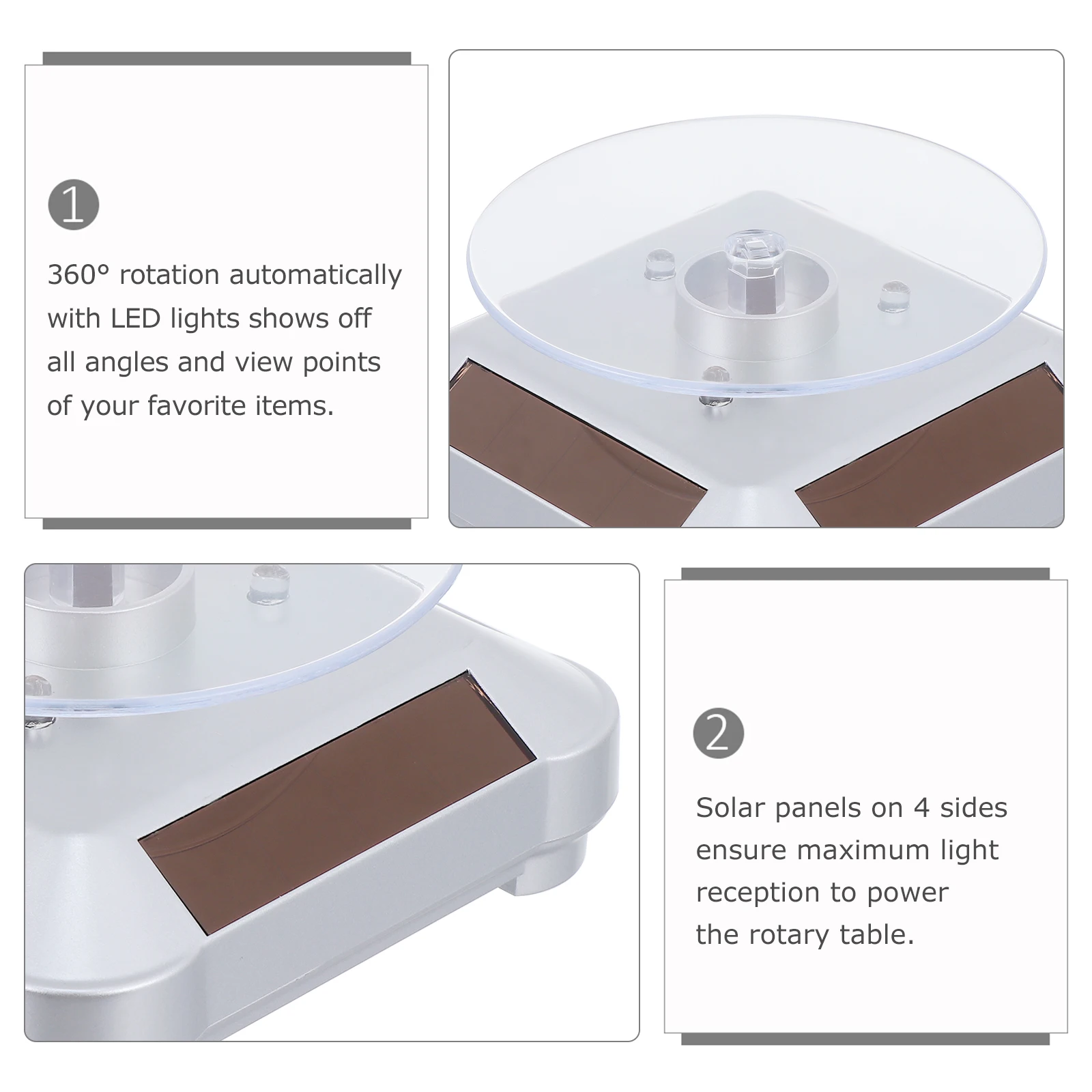 

Solar Powered 360 Degree Display Jewelry Turntable With Led Lights For Retail Store Exhibition Use Turntable Solar Rotating