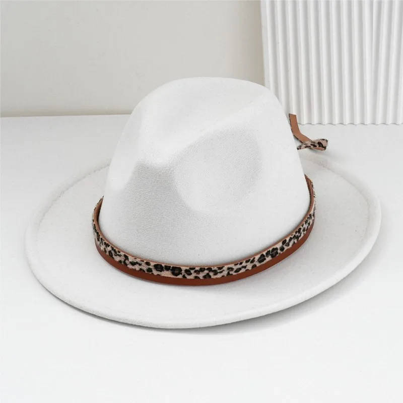 Unisex felt and fedora hats ethnic-style top fashionable printed belt