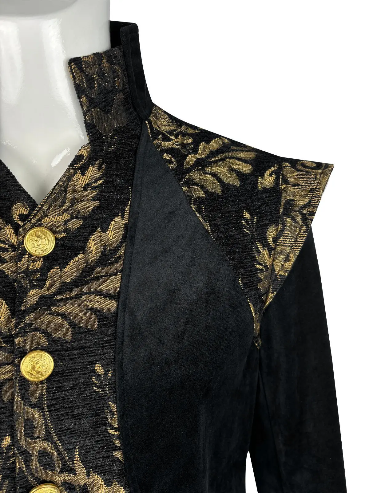 Men Medieval Steampunk Tailcoat Gothic Victorian Jacquard Long Jacket, Vintage Renaissance Prince Costume Coat for Halloween Par