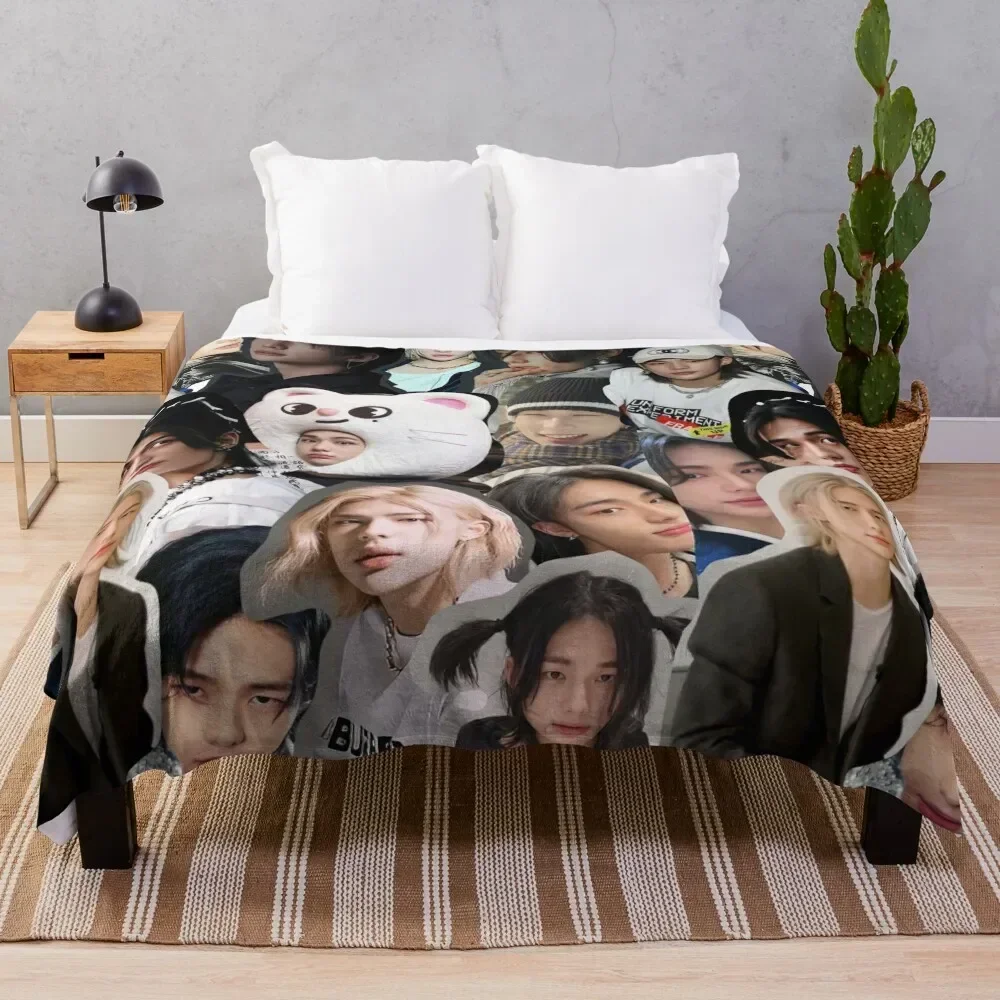 Hyunjin Collage Throw Blanket Extra Large Throw Polar Plaid Weighted Blankets