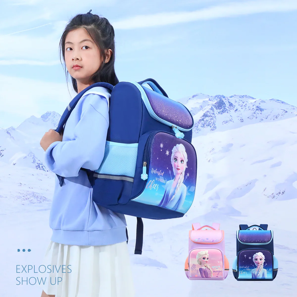 

2025 Disney New girls frozen elsa anna princess Plush Backpacks kids School Bag Breathable kindergarten backpack