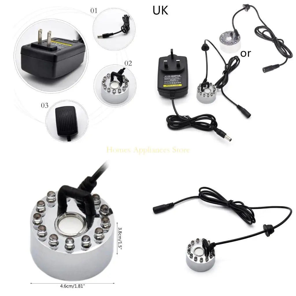 

D0AB Ultrasonic Maker Maker Generator Fogger Debulizer Water Fountain Pond 12 светодиодный атомийзер воздух увлажнитель Plugure