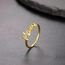Sipuris Mother's Day Mama Letter Rings For Women Stainless Steel Mom Nameplate Jewelry Mothers Love Birthday Gifts Wholesale