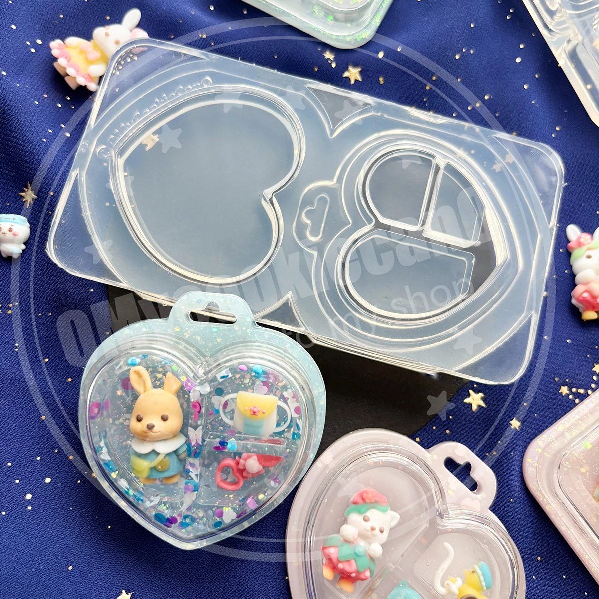 Caja de embalaje súper linda en forma de corazón, caja pequeña, silicona totalmente transparente, molde de fundición de resina.