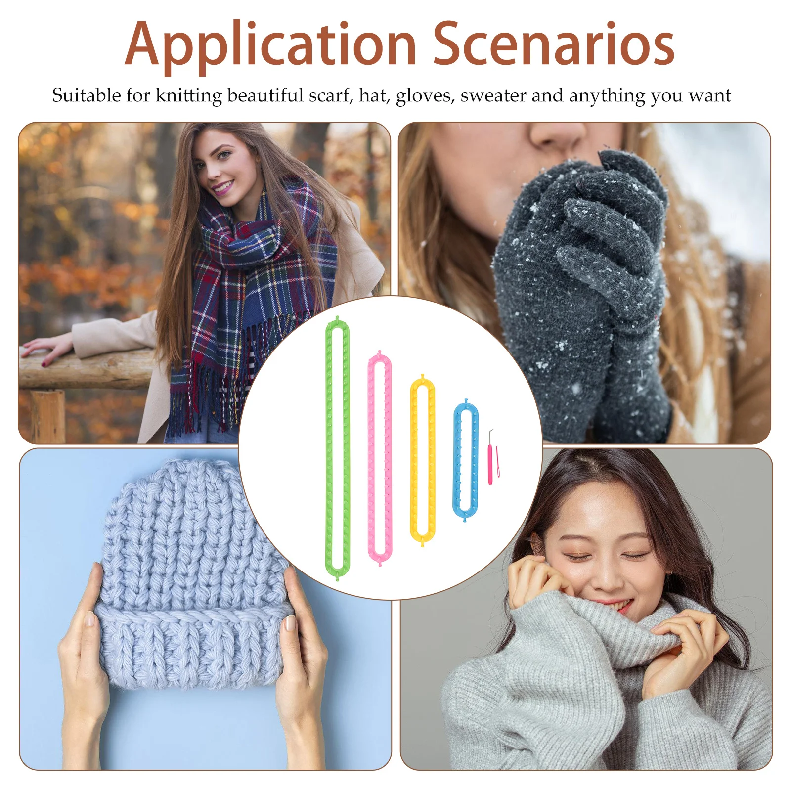 

1Set Knitting Loom for Scarf and Hat DIY Plastic Weaving Tool Efficient Handcraft Board for Adults Beginner Easy Use Loom