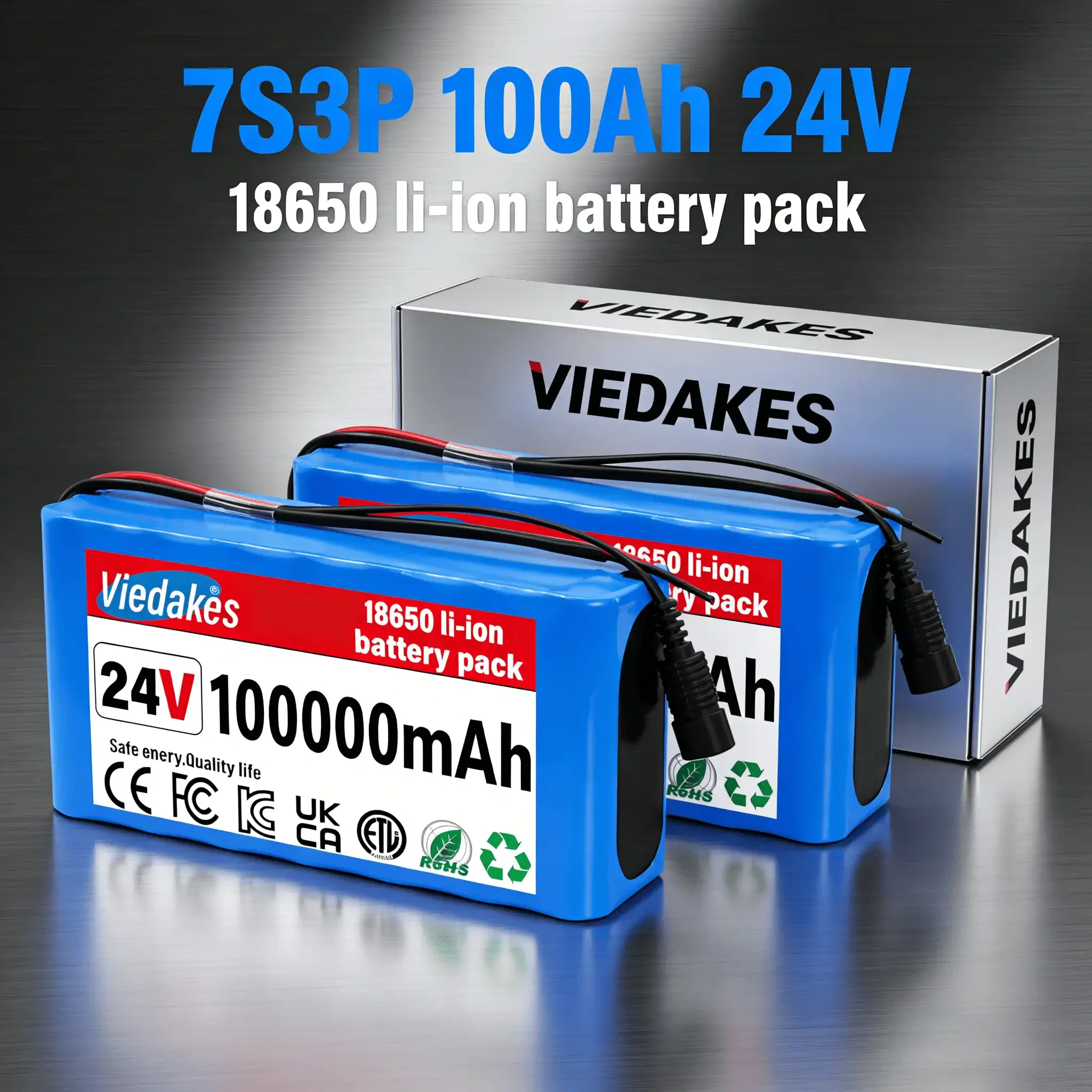 

24V 100Ah Lithium Battery,✅ 24V Rechargeable Li-ion Battery with 25.2V 2A Charger, Cable Connector for Kids Ride On Cars,