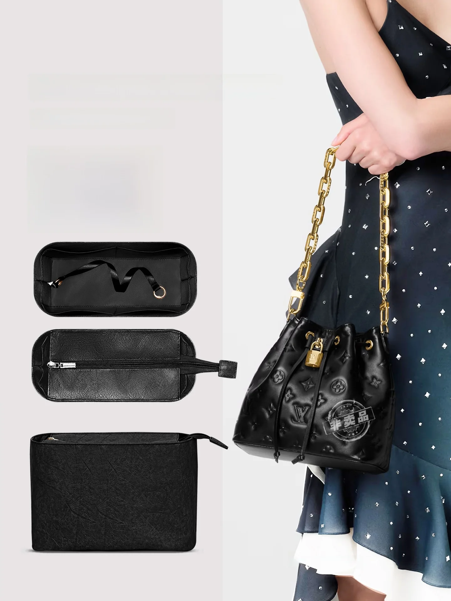 

Snan Lightweight Waterproof Dstring Buet Bag Inner Storage Pouch for LV Coussin Buet Bag DuPont Paper Material Organizer