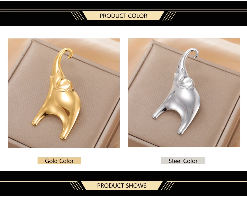 Dawapara Good Luck Elephant Brosche Pin Afrika Tier Totem Minimalistische Accessoires Broschen aus Edelstahl – Detail 3