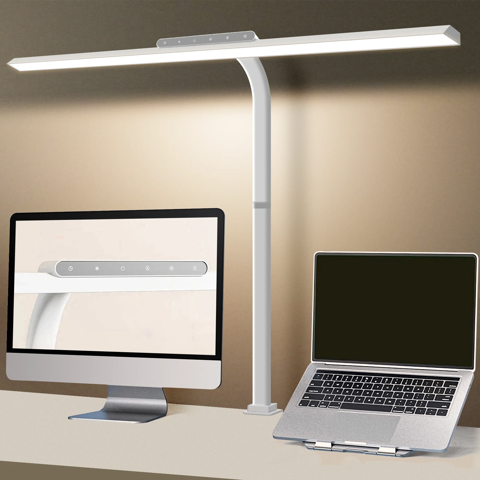 LOOPITYS 24W LED Desk Lamp 80cm 2310 Lumens Touch Control Dimmable Adjustable Color Temperature Clamp Table Lamp