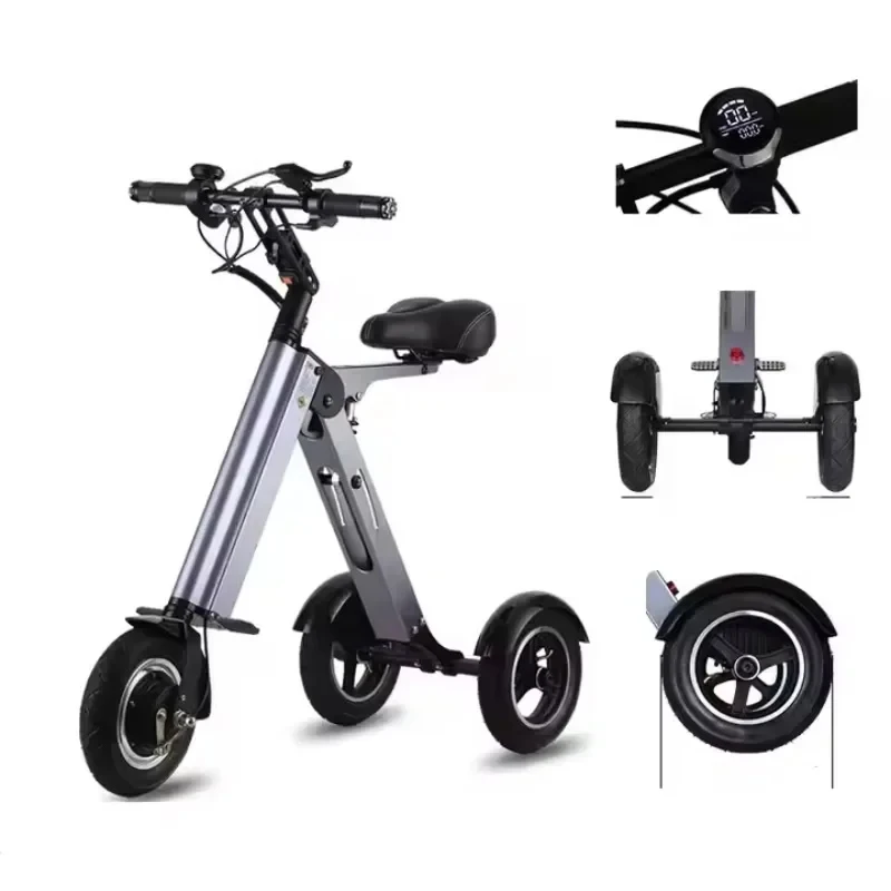 Safe Portle Folding Lithium Battery Aluminum Alloy Brushls Motor Three Wheel Scooters Tricycle