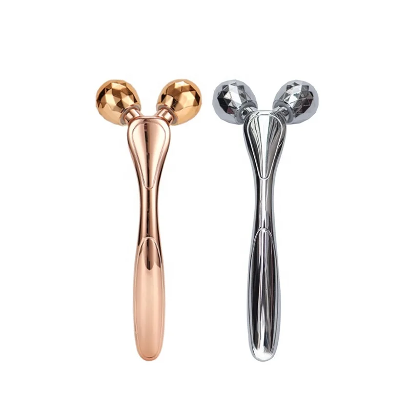 Rodillo de masaje ocular, palo de rodillo de masaje de mano de acero inoxidable, rodillo 3D, masaje facial en forma de V