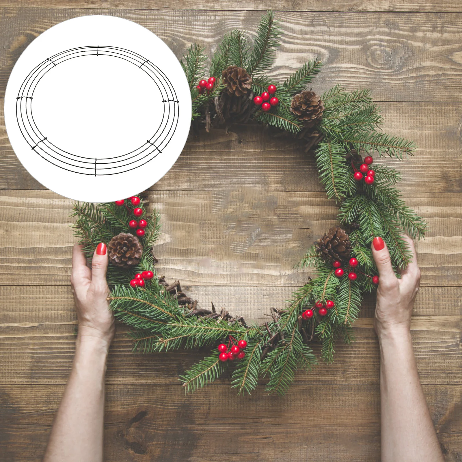 

2pcs Christmas Accessories Diy Wreath Making Supplies Iron Garland Frames Reusable Wreath Hoops For Holiday Party Decor