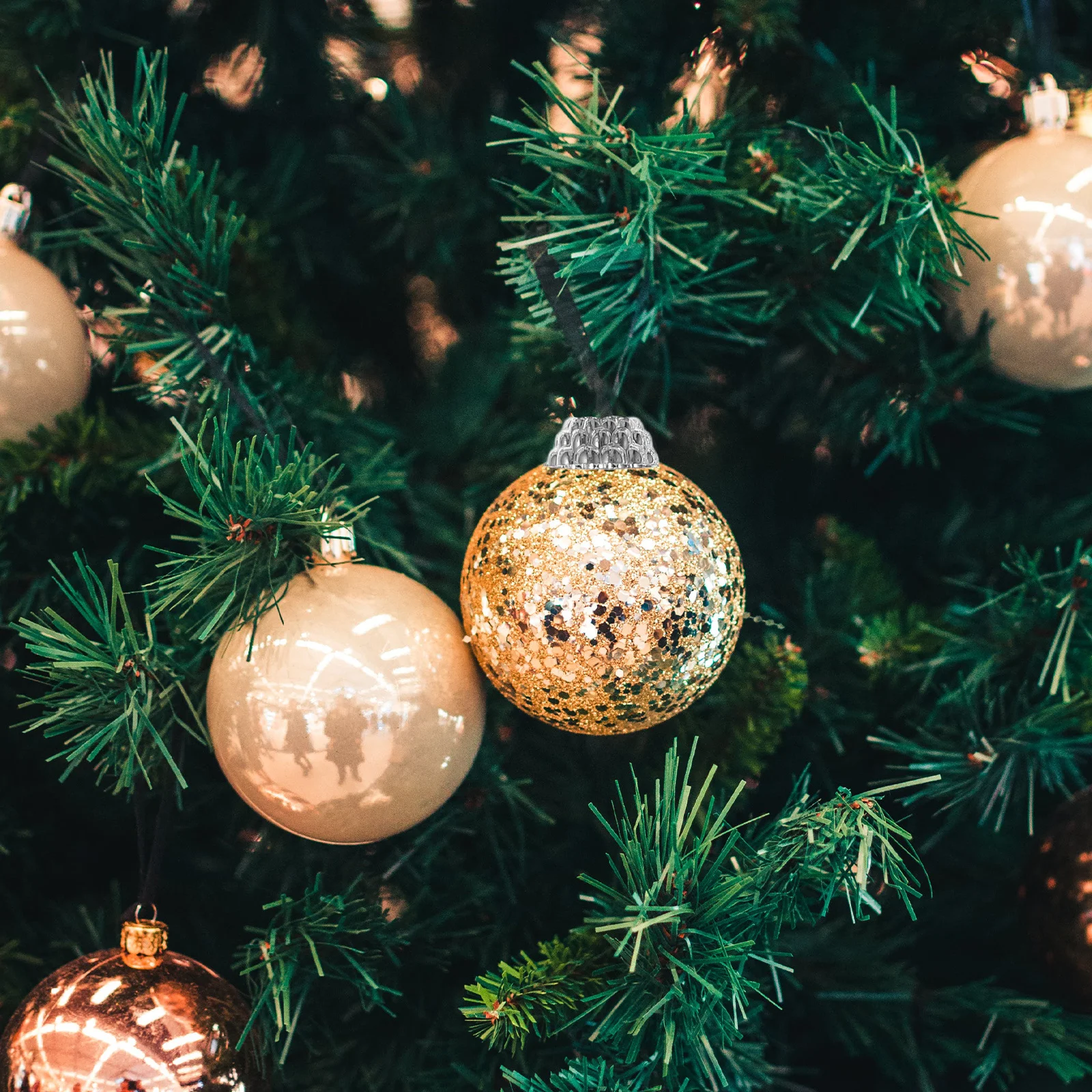 

100Pcs Ornament Hangers Caps DIY Christmas Ball Caps Round Xmas Ornament Tops for Holiday Party Supplies Decor