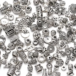 20/50Grams Ancient Silver Color Alloy Mixed Beads Big Hold Spacer Bead Pendants Charms for DIY Jewelry Making Accessories