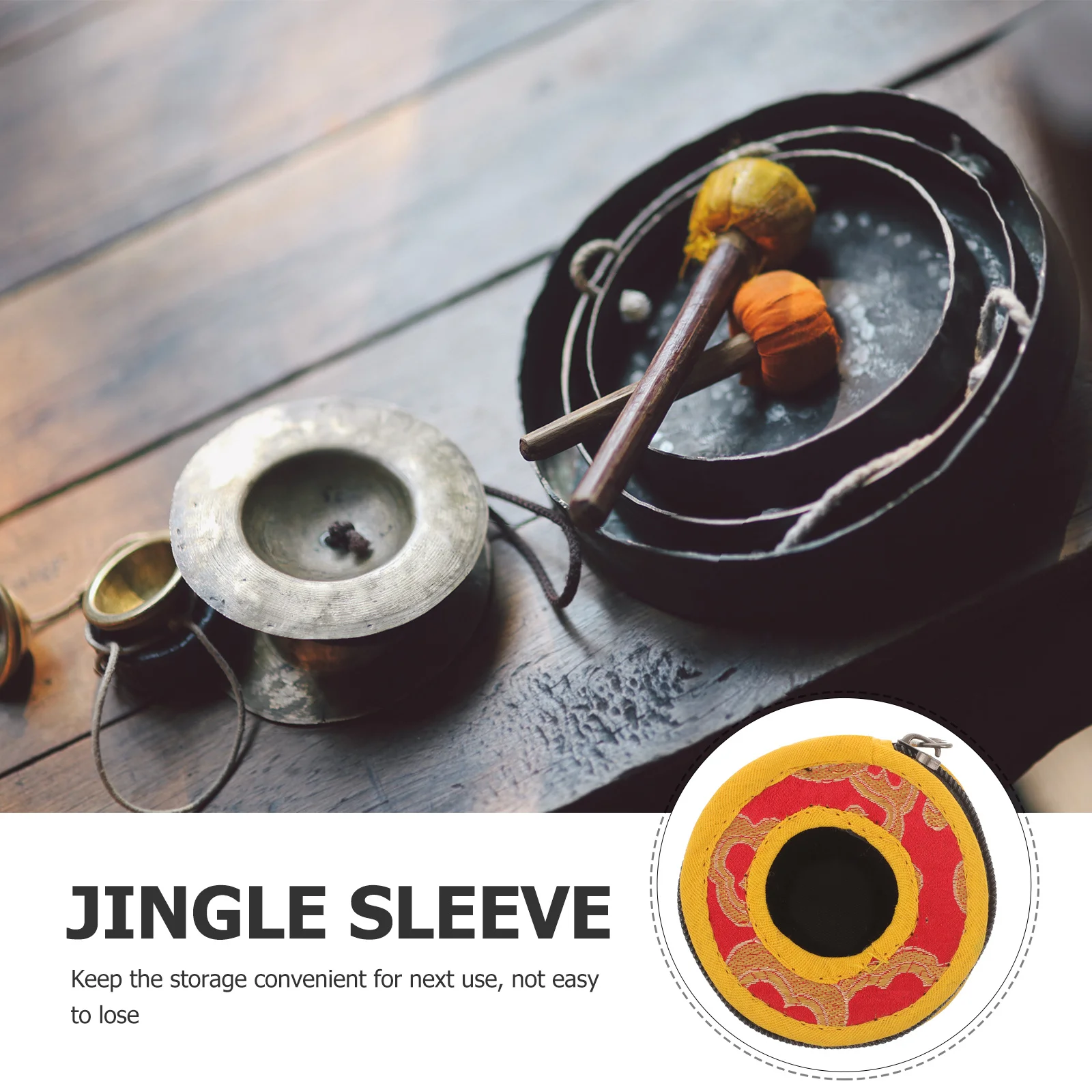 حقيبة صنج الأصابع مصنوعة يدويًا مطرزة بنمط ميمون وسحاب لتخزين الجرس حافظة حماية قماش متينة #5