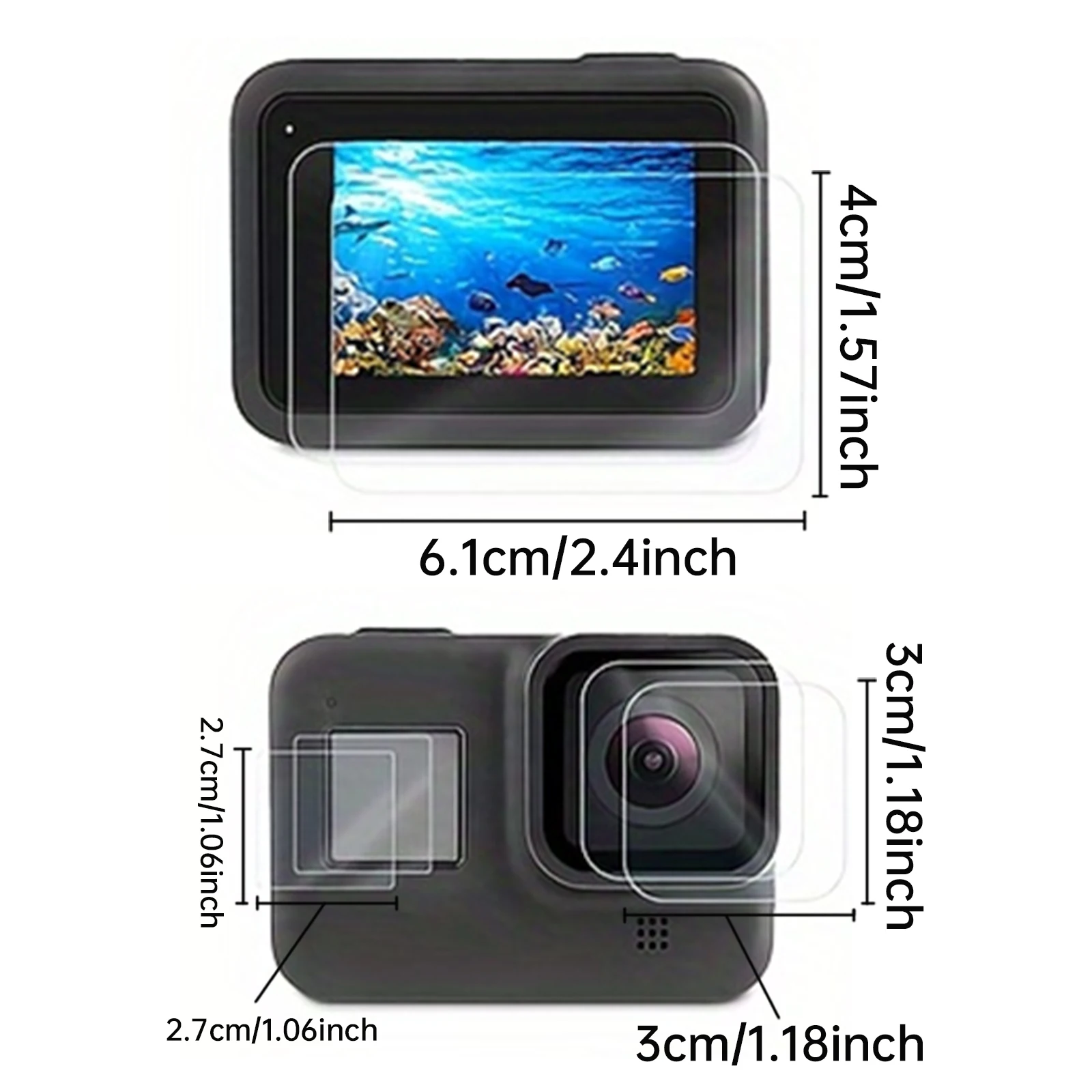 1-9Pcs for GoPro Hero 12 11 10 9 8 Black Camera Lens Protective Film Front Back Screen Glass HD Tempered Glass Screen Protectors