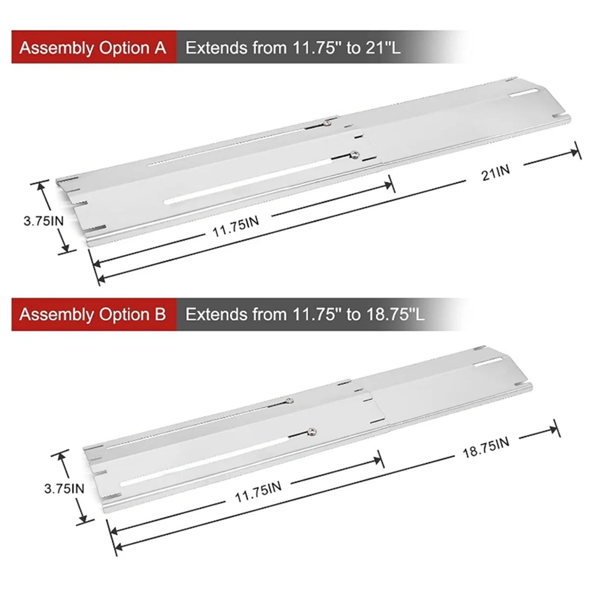 Adjustable Stainless Steel Heat Plate BBQ Gas Grill Replacement Set Outdoor Cooking Accessories Kit for Kitchen 2PCS