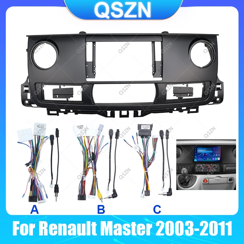 QSZN For Renault Master 2003 -2011 2 Din Car DVD Frame Audio Fitting Adaptor Dash Trim Kits Facia Panel 2 Din Radio Player