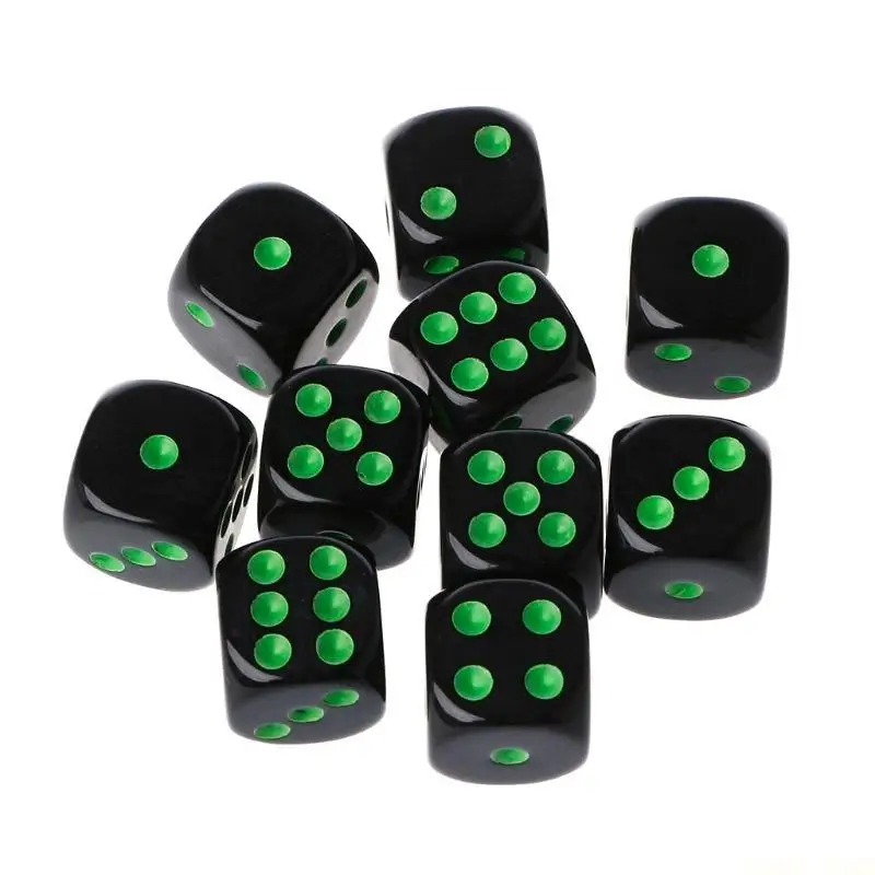 

U2JB 10pcs 15mm Multicolor Acrylic Cube Beads Six Sides Portable Table Games Toy