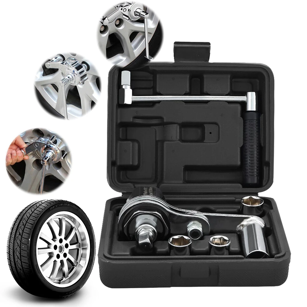 

Chrome Vanadium Steel Wrench Booster Tire Nut Remover with 17mm/19mm/21mm Sockets Auto Tire Disassembly Repair Tool Kits Wrench