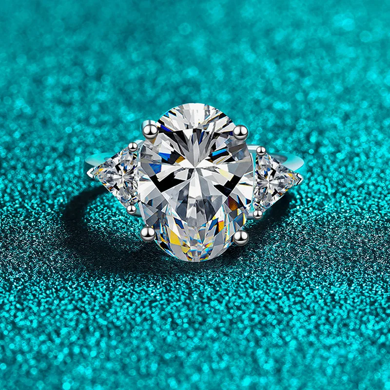 9ct 10x14mm D Color Moissanite Engagement Ring for Women 925 Sterling Silver Gold Plated Solitaire Rings Wholesale