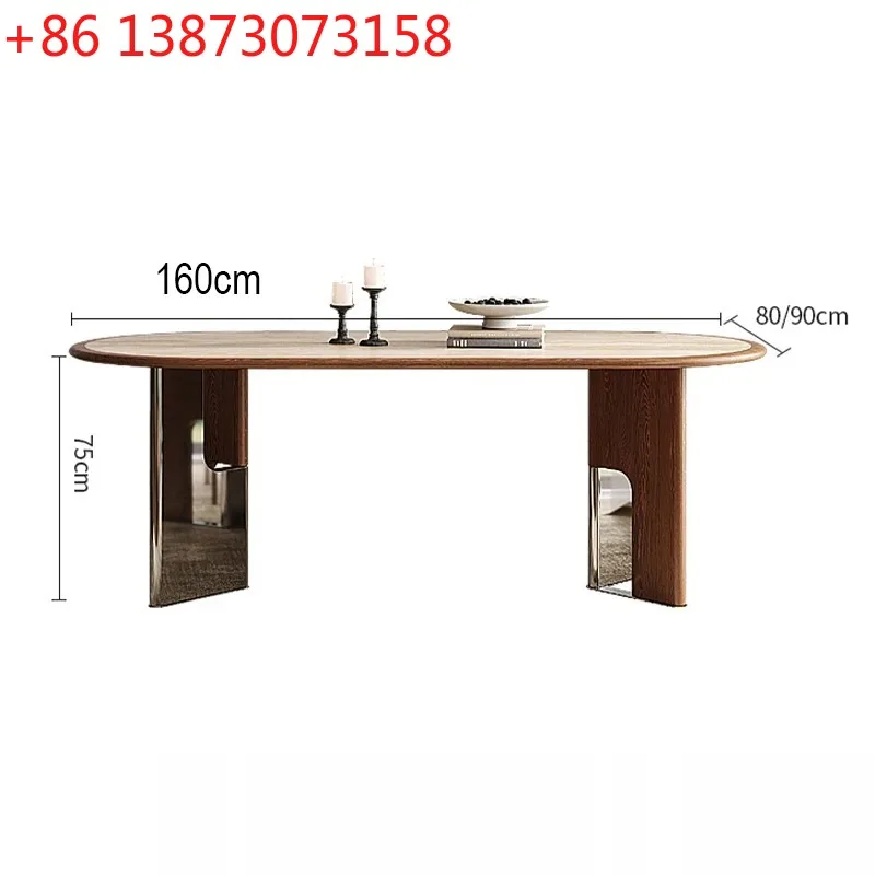Retro Elegant Oval Dining Table with Sturdy V Shaped Leg Modern Kitchen Dining Room Table Set Luxury Home Restaurant
