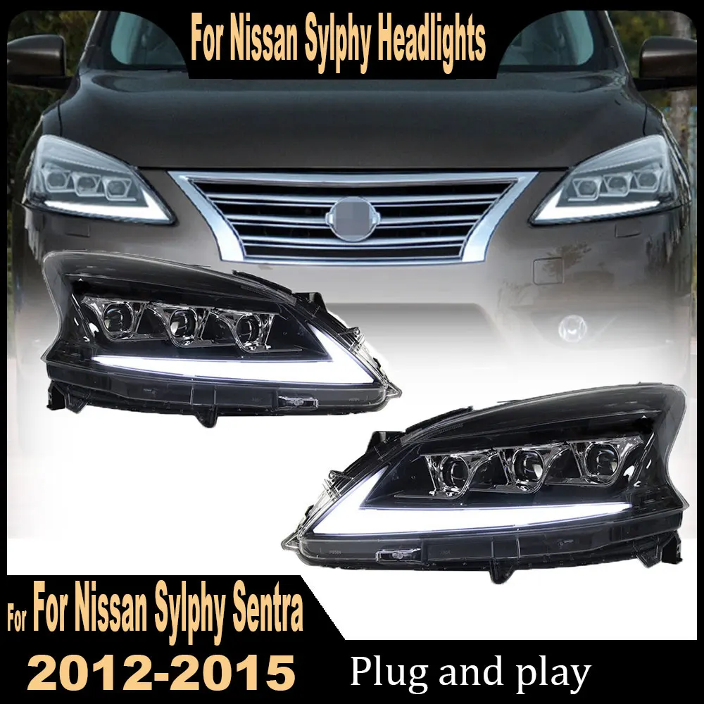 

2PC Car Lights for Nissan Sylphy Sentra 2012-2015 LED car Headlight Assembly Upgrade Lexus Style Dynamic Signal Lamp Accessories