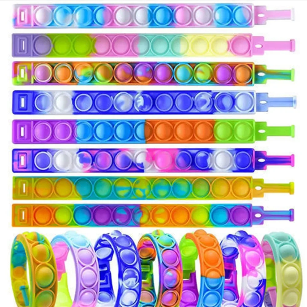 12/24/36PC Silicone Colorful Bubble Wristband for Children Birthday Party Wedding Guest Gifts Souvenirs Carnival Christmas Gifts