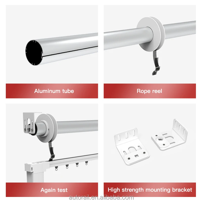 Sistem Pengangkat Tirai Motorisasi Nirkabel Siap Pakai TUYA Smart Curtain Track