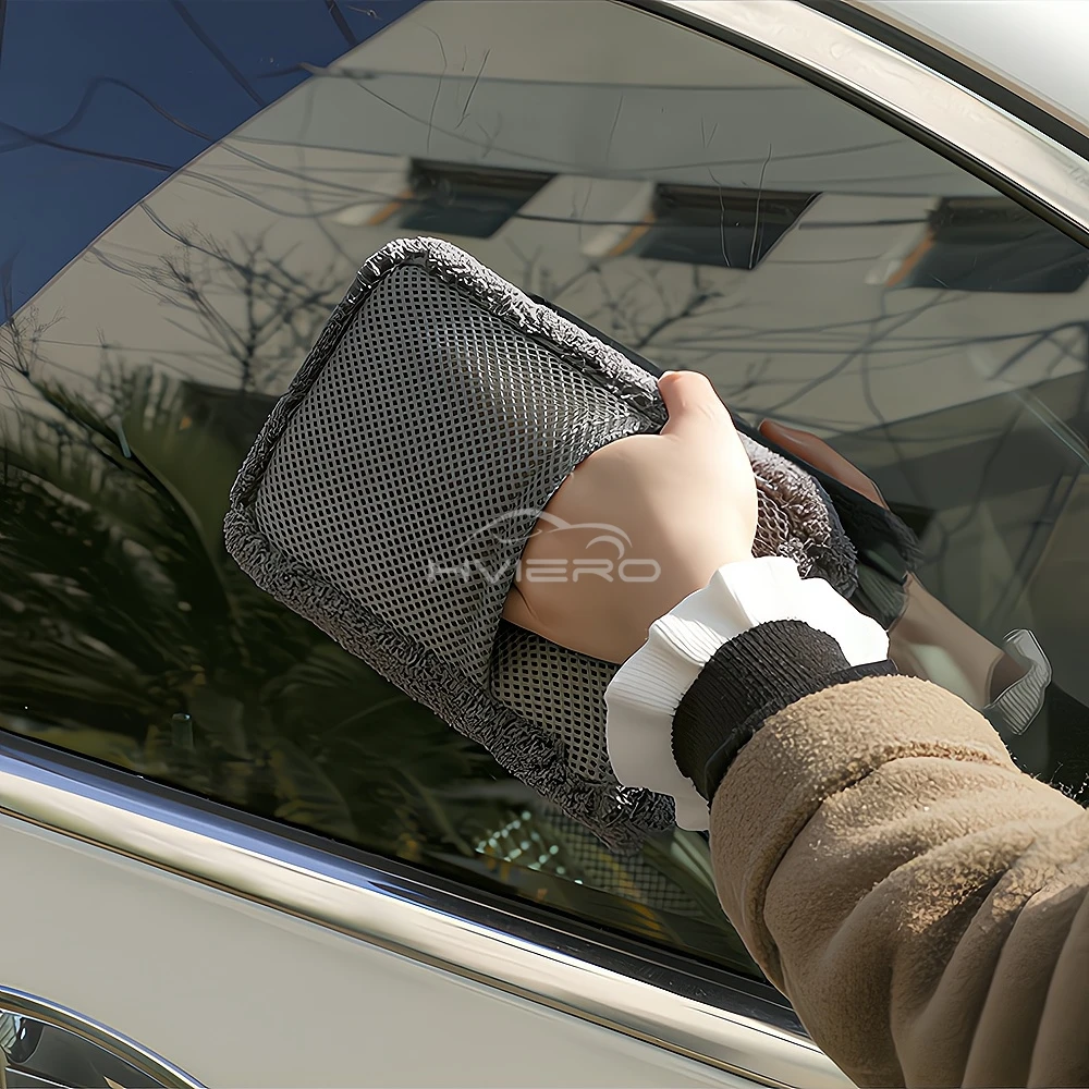 Coral Velvet High Density Brush Waxing Car Washing Sponge Water Absorbing Pocket Mesh Wiping Beaut Maintain Professional Tools