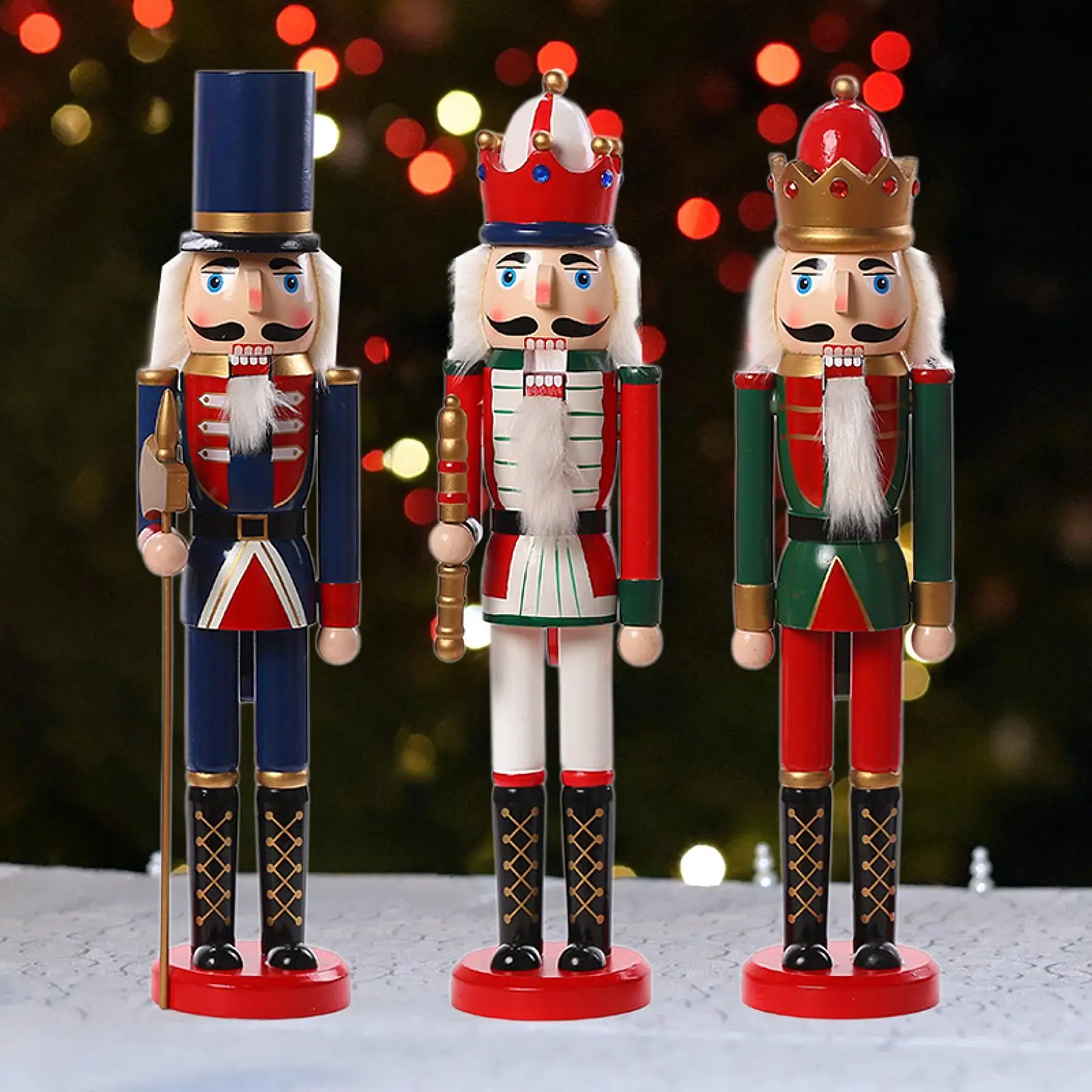 3x Christmas Nutcracker Figurine Seasonal Decor for Parties Shelf Kids Gifts