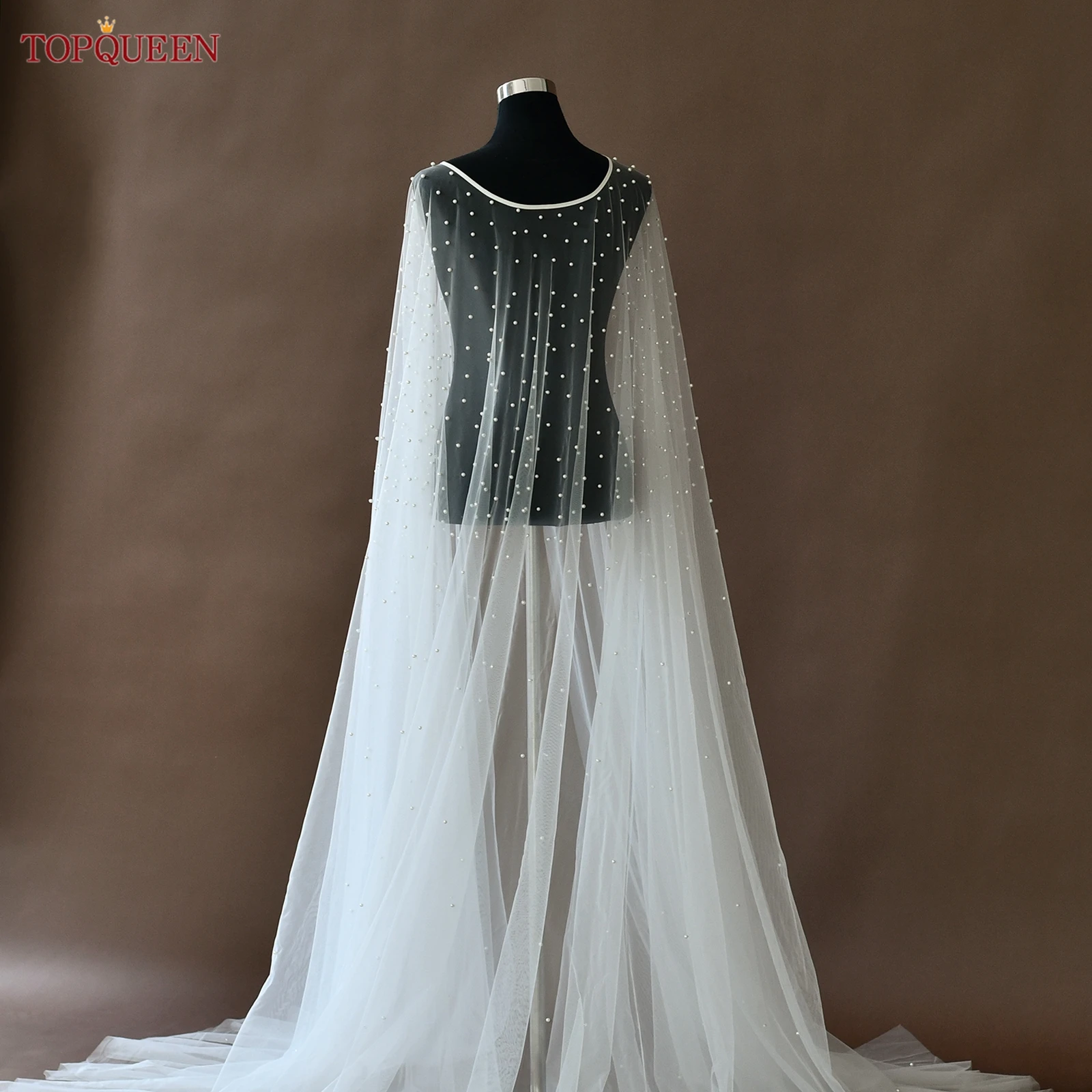 

TOPQUEEN Vg17 Женская длинная жемчужная шаль для свадебной вечеринки, длинная свадебная накидка с жемчугом 2 м, свадебные аксессуары, настраиваемые