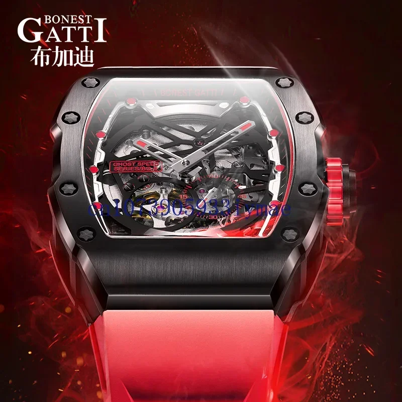 BONEST GATTI Ghost speed series Craft Design Speed Dial Waterproof Men's Fully Automatic Mechanical Watch