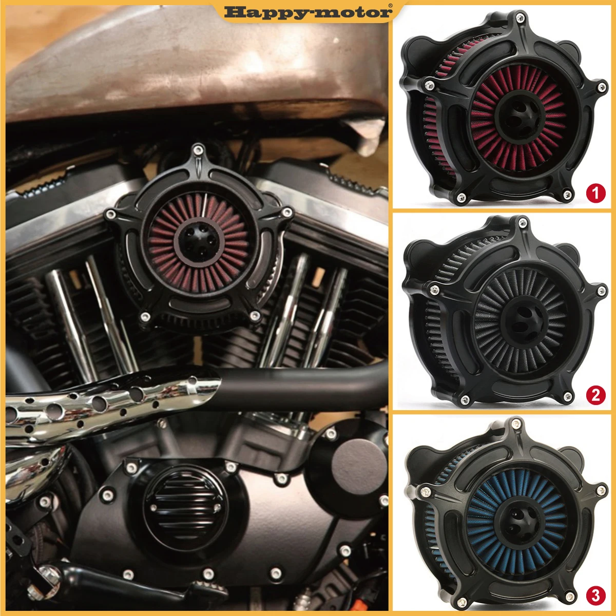 Spike Ops Black Air Filter For Harley Sportster Nightster XL1200N Roadster XL1200R Sport XL1200S XLH1200 Custom XLH883C 91-22