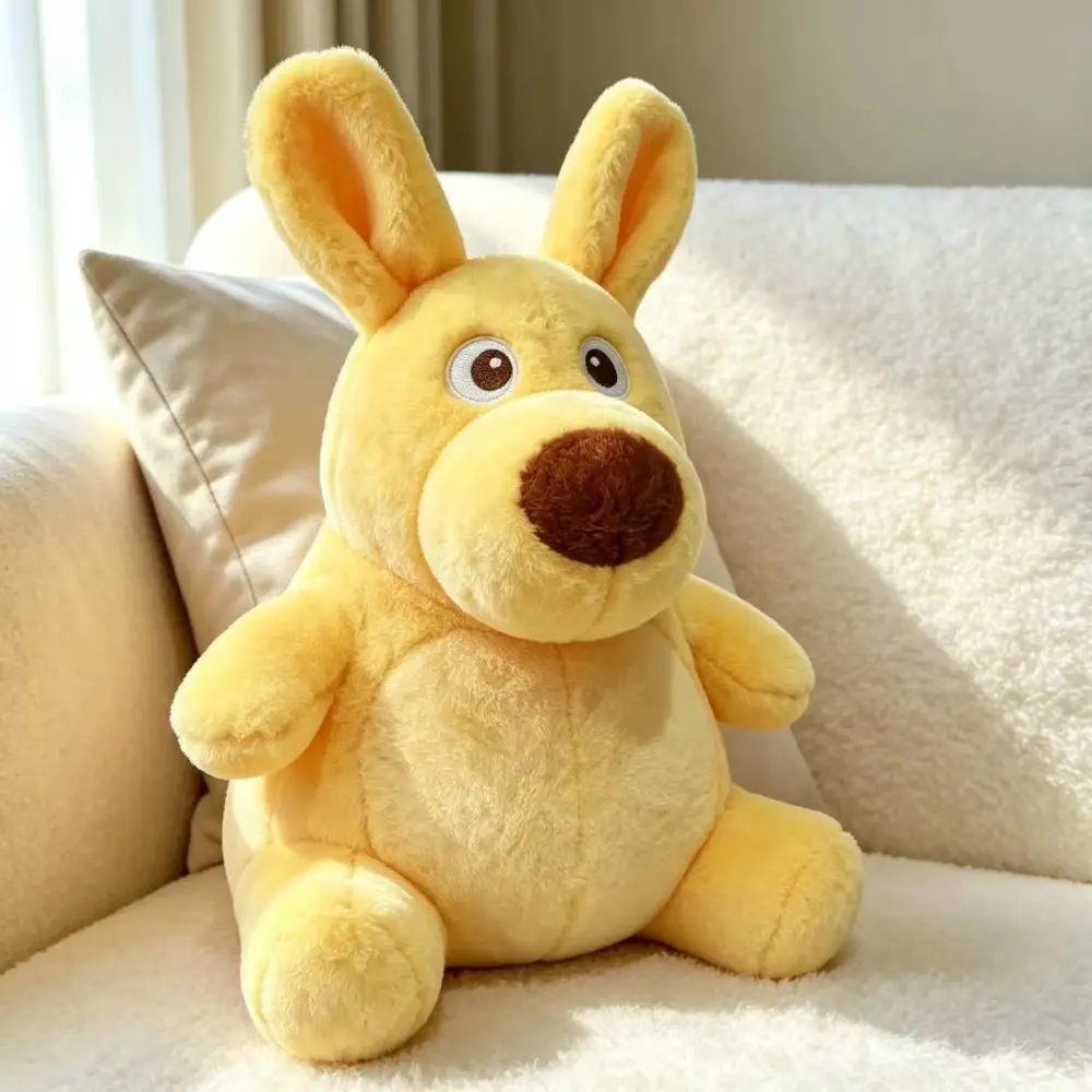 PP Cotton Yellow Kangaroo Plush Toy Ornament Collectible Kangaroo Plush Doll Fluffy Cartoon Animal Kangaroo Plush Home Decor