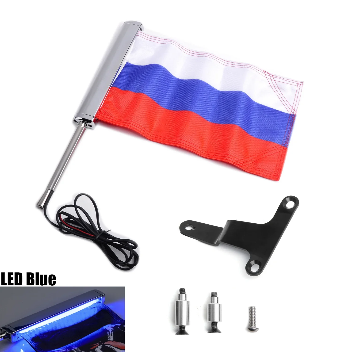 For Honda Gold Wing GL1800 Motorcycle Flag Decoration Russia Luggage LED Trunk Light With Light Strike Lighting PANICAL