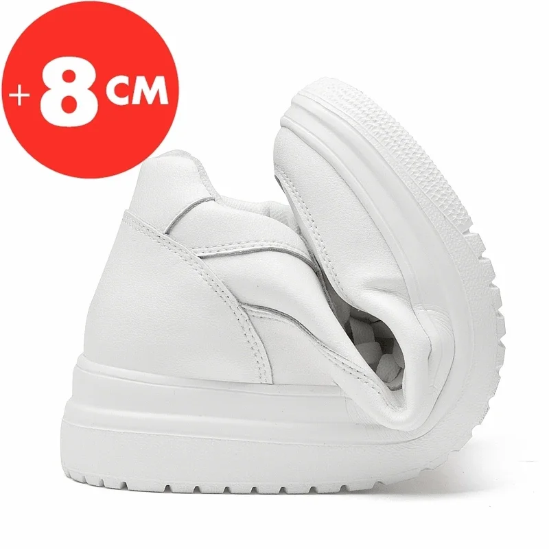 Lift Sneakers Man Elevator Shoes Plus Size 36-44 Height Increase Insole 8cm Taller Shoes Men Leisure Fashion Sports White Shoes