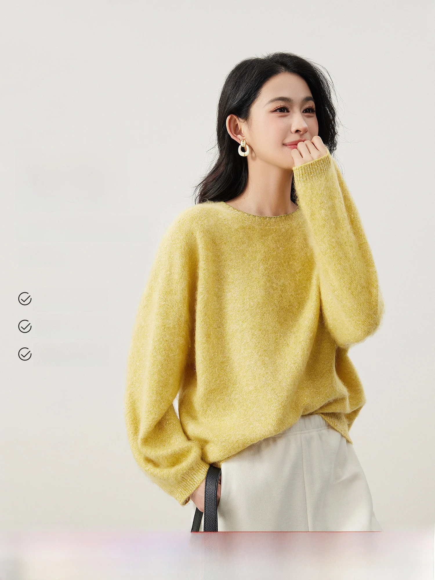 

Soft Wool Camere Knitted Sweater Women's New Sle Winter Thiened Loose Fit Casual Ele Sle Overhead Coat