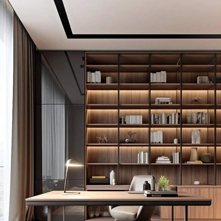 Luxury American Classic Cherry Solid Wood Bookcase Adjustable Home Office Library Bookshelf