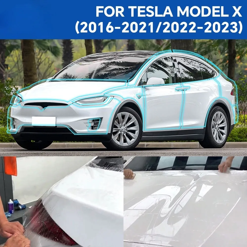 

For Tesla Model X 2016-2021 Pre-Cut Paint Protection Film Car Clear Kit Sticker PPF TPU Transparent Body Accessories Styling